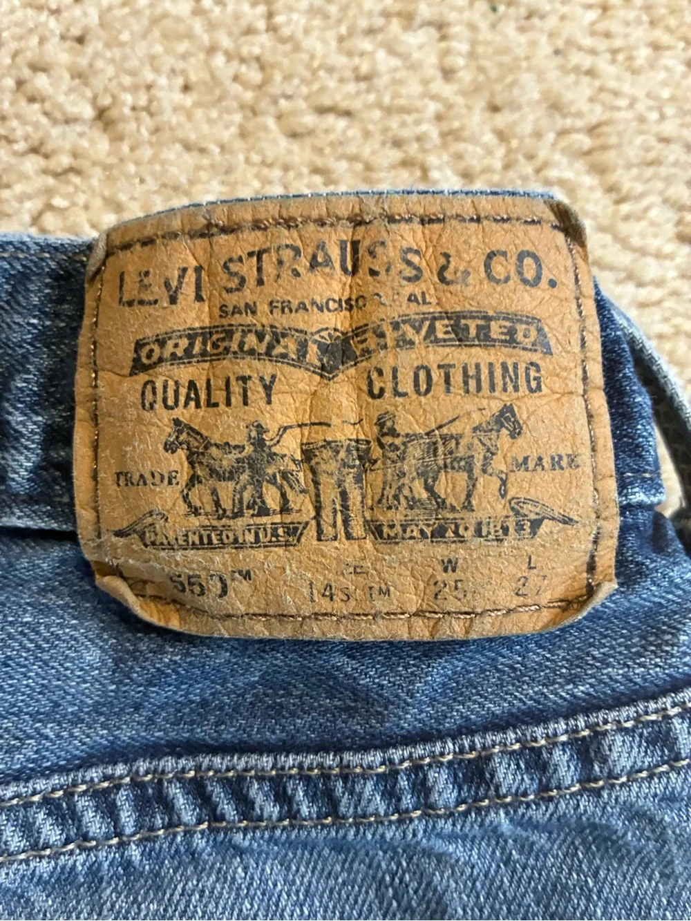 Levi's 550 Relaxed Fit Jeans Youth 14 Slim 25x27 Blue Denim 100% Cotton Vintage